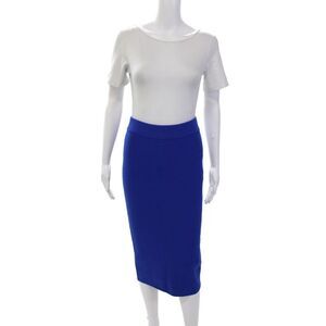 Isola Marras Womens Pull On Knee Length Pencil Skirt Cobalt Blue Size Large